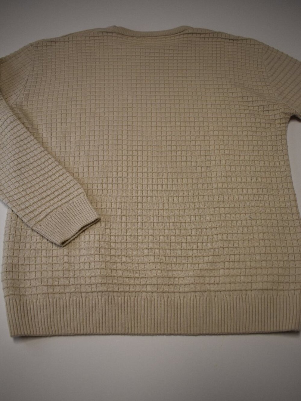 Women's 2XL Cream Beige Waffle Knit Textured Crewneck Pullover Sweater Plus Size